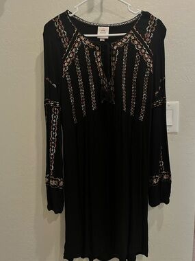 Black Embroidered Boho Dress